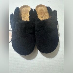 Papillio Black Faux-Shearling Slip-On Mules